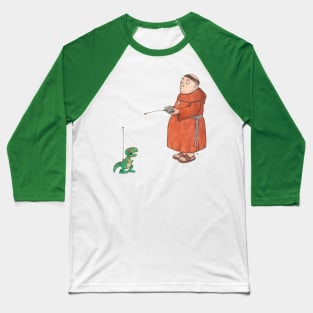 Monk with Remote-Controlled Toy Robot Dinosaur Baseball T-Shirt